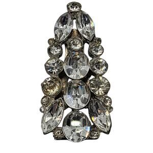 Vintage Art Deco Rhinestone Dress Clip Pot Metal 1930s 1940s